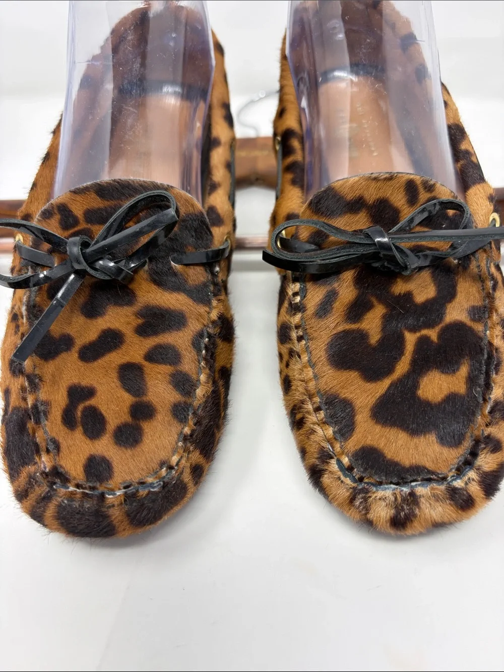 The Original Car Shoe Calf Hair Leopard Print Moccasin Driving Loafers Size 7.5